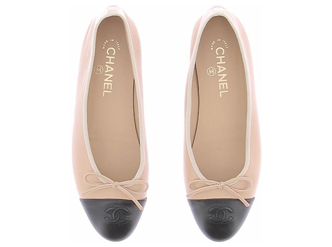 Chanel Ballerine Cambon beige e nere - vista 6