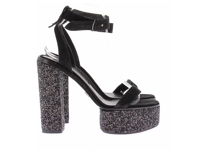 Ermanno Scervino Glitzer-Sandaletten mit Absatz Schwarz - Ansicht 2