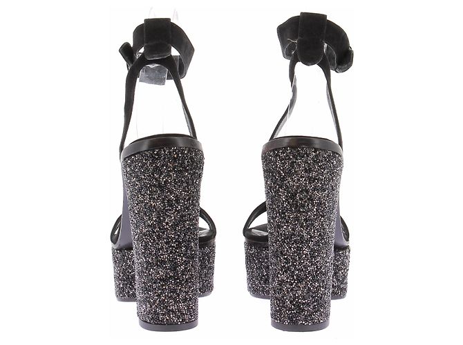 Ermanno Scervino Glitzer-Sandaletten mit Absatz Schwarz - Ansicht 4