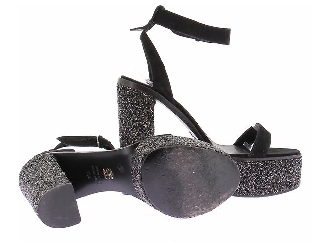 Ermanno Scervino Glitzer-Sandaletten mit Absatz Schwarz - Ansicht 7