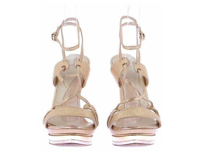 Herve Leger Sandali con tacco dorati D'oro - vista 5