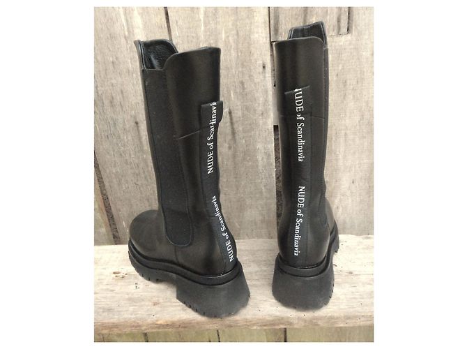 Autre Marque Botas de cuero Nude of Scandinavia Negro - vista 4
