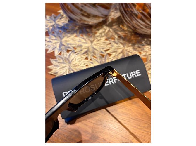 Autre Marque Retrosuperfuture Francis Flat Top Sonnenbrille - Schwarz/Gold Golden - Ansicht 10