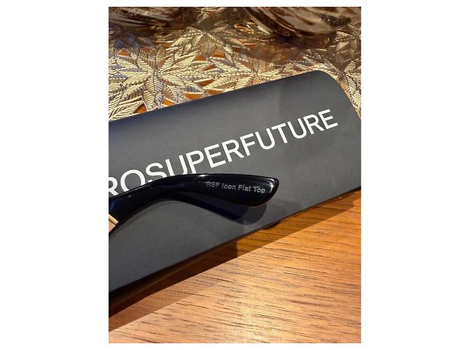 Autre Marque Retrosuperfuture Francis Flat Top Sonnenbrille - Schwarz/Gold Golden - Ansicht 13
