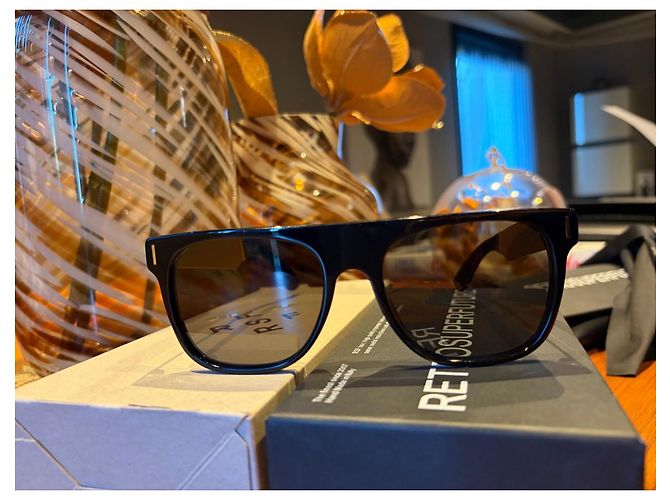 Autre Marque Retrosuperfuture Francis Flat Top Sonnenbrille - Schwarz/Gold Golden - Ansicht 18