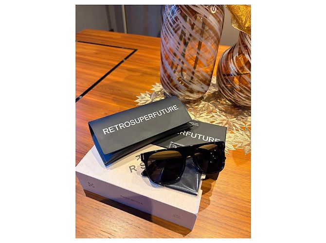 Autre Marque Retrosuperfuture Francis Flat Top Sonnenbrille - Schwarz/Gold Golden - Ansicht 19