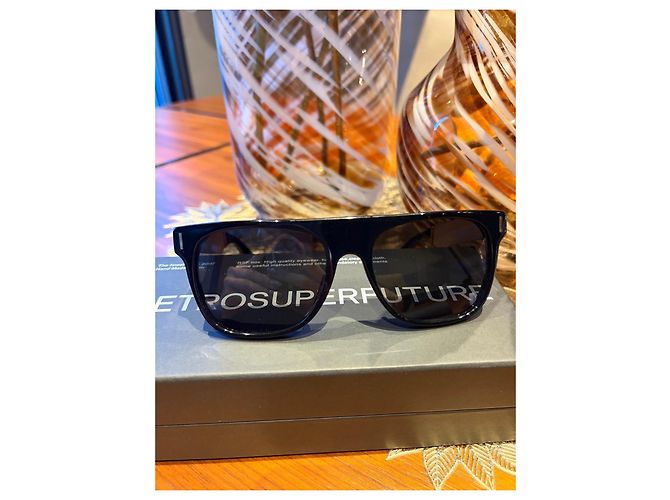 Autre Marque Retrosuperfuture Francis Flat Top Sonnenbrille - Schwarz/Gold Golden - Ansicht 2