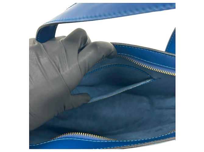 Borsa Louis Vuitton Vintage Saint Jacques in pelle Epi Blu - vista 10