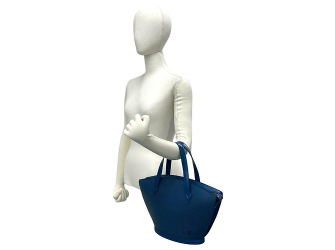 Borsa Louis Vuitton Vintage Saint Jacques in pelle Epi Blu - vista 2
