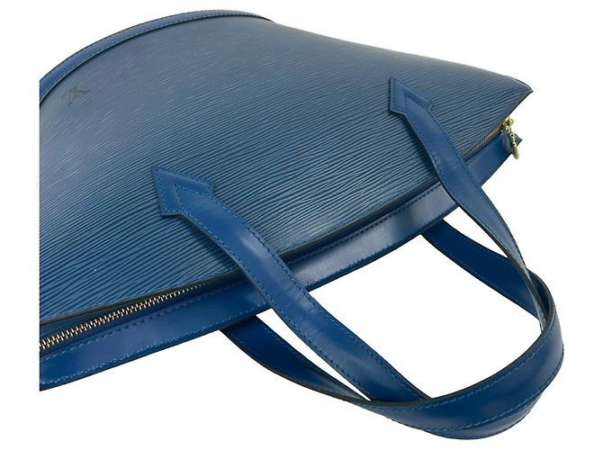 Borsa Louis Vuitton Vintage Saint Jacques in pelle Epi Blu - vista 4
