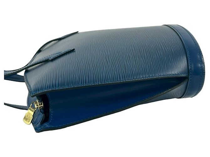 Borsa Louis Vuitton Vintage Saint Jacques in pelle Epi Blu - vista 5