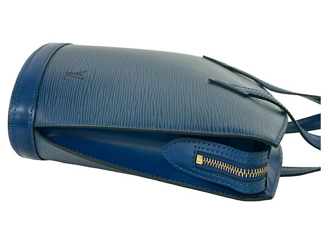 Borsa Louis Vuitton Vintage Saint Jacques in pelle Epi Blu - vista 6