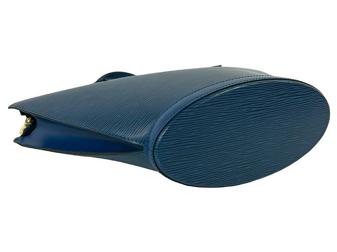Borsa Louis Vuitton Vintage Saint Jacques in pelle Epi Blu - vista 7
