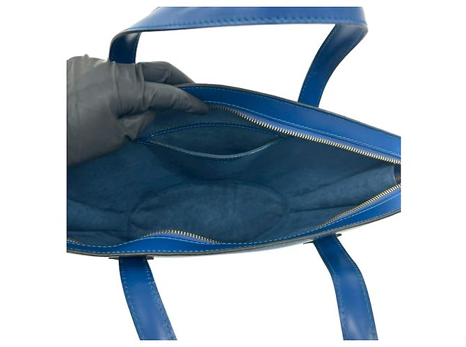 Borsa Louis Vuitton Vintage Saint Jacques in pelle Epi Blu - vista 9
