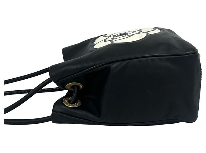 Chanel Camellia Leder Semi-Shoulder Bag Schwarz - Ansicht 5