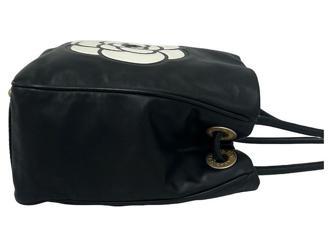 Chanel Camellia Leder Semi-Shoulder Bag Schwarz - Ansicht 6