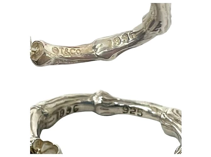 Tiffany & Co Orecchini a cerchio Tiffany Vintage Bamboo Argento - vista 3