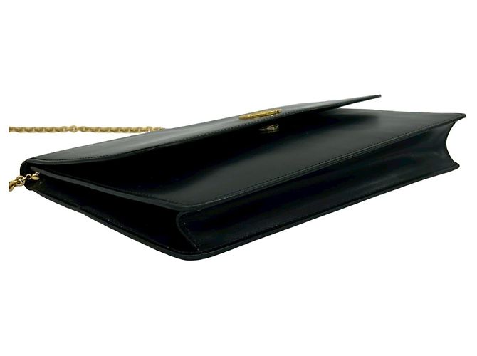Céline Celine Vintage Medallion Circle Globe Logo Hardware Leder Schultertasche Schwarz - Ansicht 7