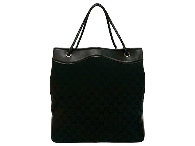 Borsa Tote GUCCI GG Canvas Leather Nero - vista 3