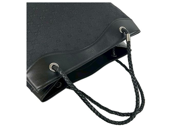 Borsa Tote GUCCI GG Canvas Leather Nero - vista 4