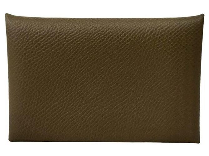 Hermès Tarjetero HERMES Calvi de piel Veau Epsom Castaño - vista 2