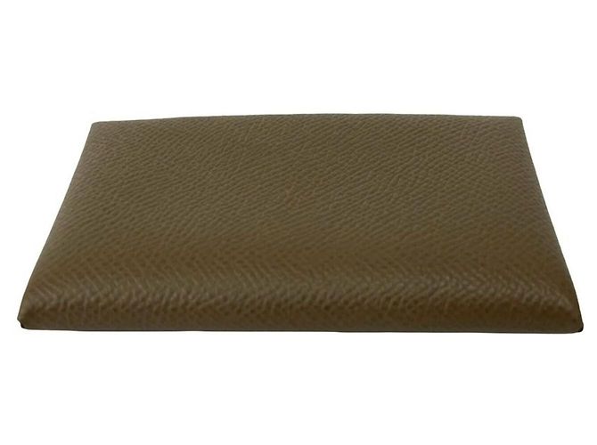 Hermès Tarjetero HERMES Calvi de piel Veau Epsom Castaño - vista 3