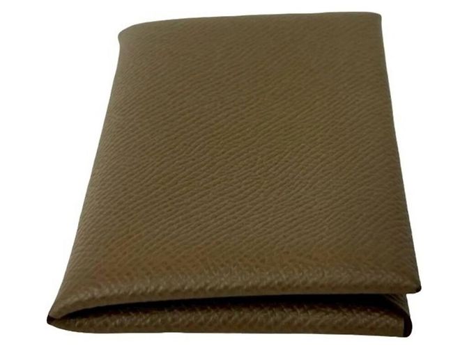 Hermès Tarjetero HERMES Calvi de piel Veau Epsom Castaño - vista 4