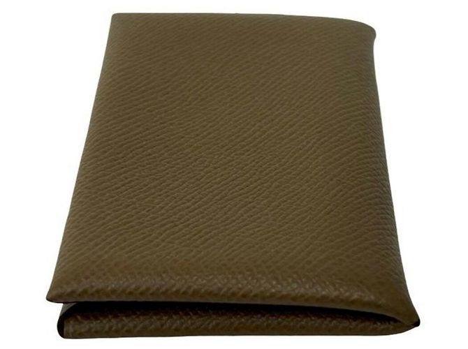 Hermès Tarjetero HERMES Calvi de piel Veau Epsom Castaño - vista 5