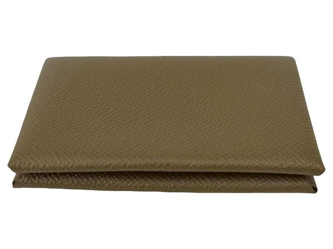 Hermès Tarjetero HERMES Calvi de piel Veau Epsom Castaño - vista 6