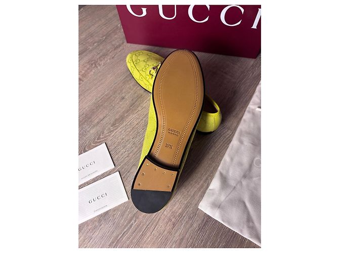 Gucci Jordaan Mocassini in tela monogramma GG Verde Giallo - vista 10