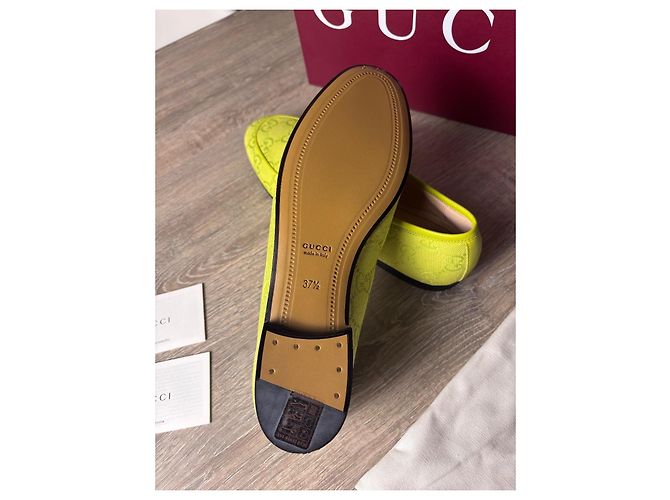Gucci Jordaan Mocassini in tela monogramma GG Verde Giallo - vista 12