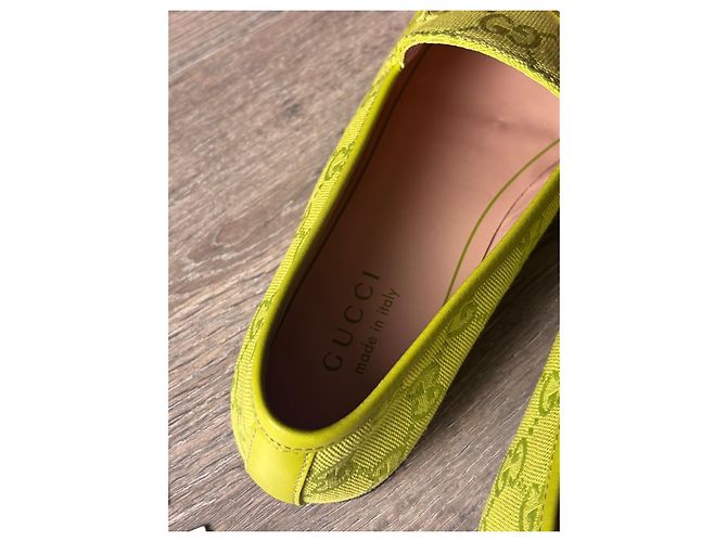 Gucci Jordaan Mocassini in tela monogramma GG Verde Giallo - vista 4