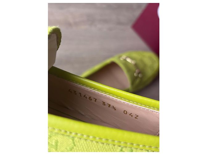 Gucci Jordaan Mocassini in tela monogramma GG Verde Giallo - vista 7