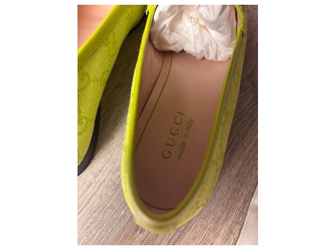 Gucci Jordaan Mocassini in tela monogramma GG Verde Giallo - vista 9