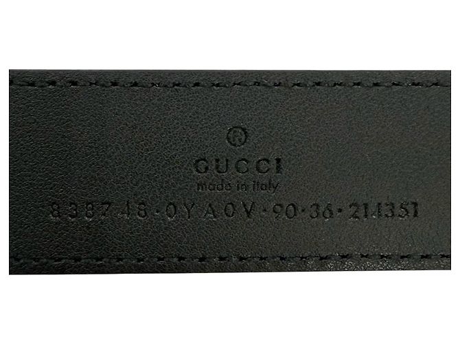 Gucci GG Logo Ledergürtel mit quadratischer Schnalle Schwarz Silber - Ansicht 8