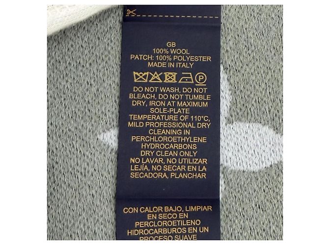 Louis Vuitton Fransenstola aus grauer Wolle und Polyester Braun - Ansicht 10