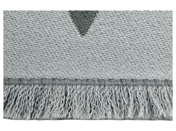Louis Vuitton Fransenstola aus grauer Wolle und Polyester Braun - Ansicht 5