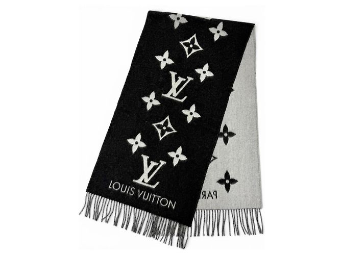 Stola in cashmere Louis Vuitton Marrone Nero - vista 2