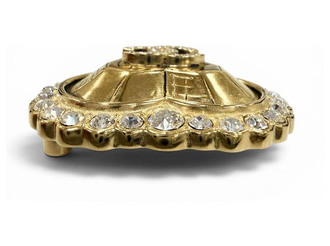 Broche Chanel L25K Coco Mark Heart Rhinestone Dourado - vista 4