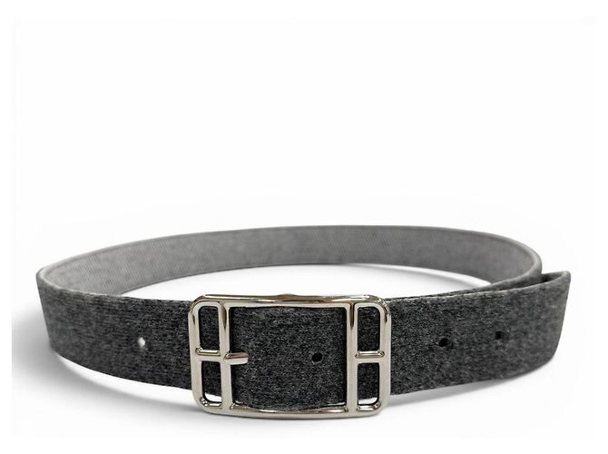 Hermès Cinto HERMES Cape Cod 32mm Woolly Prateado com Fivela de Pino Marrom - vista 2