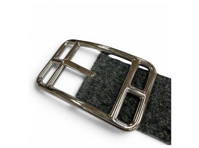 Hermès Cinto HERMES Cape Cod 32mm Woolly Prateado com Fivela de Pino Marrom - vista 4