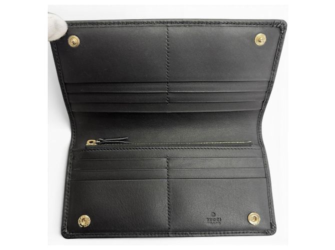 Gucci GG Emblem Continental Wallet Black Beige - view 6