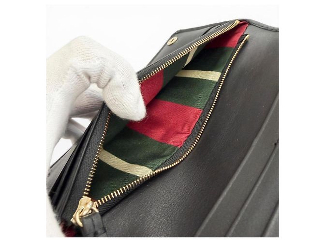 Gucci GG Emblem Continental Wallet Black Beige - view 7