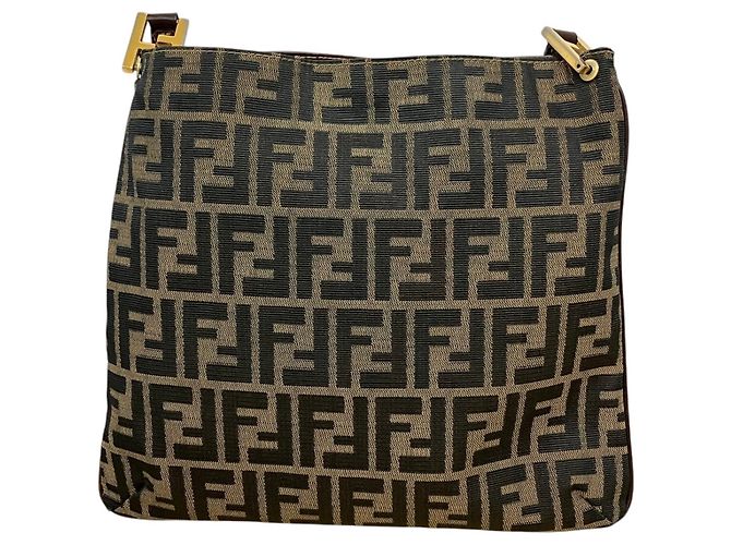 Borsa a tracolla Fendi in tela Zucca e pelle Marrone - vista 2
