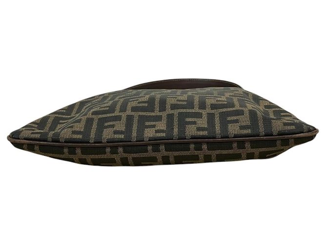 Borsa a tracolla Fendi in tela Zucca e pelle Marrone - vista 3