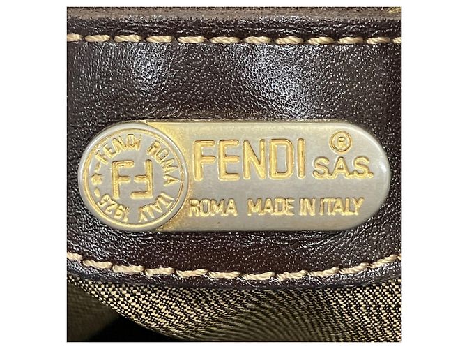 Borsa a tracolla Fendi in tela Zucca e pelle Marrone - vista 4