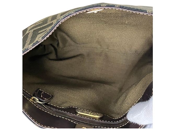Borsa a tracolla Fendi in tela Zucca e pelle Marrone - vista 5