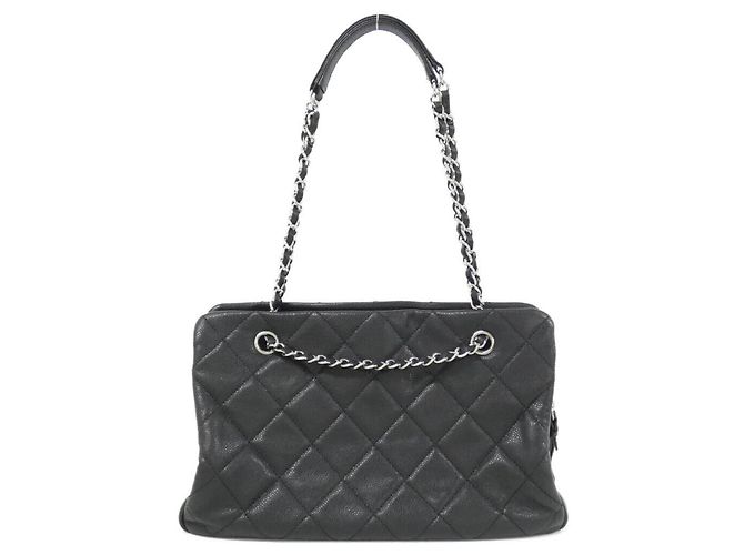 Borsa a tracolla Chanel 50755 in pelle di vitello granulata nera Nero - vista 2