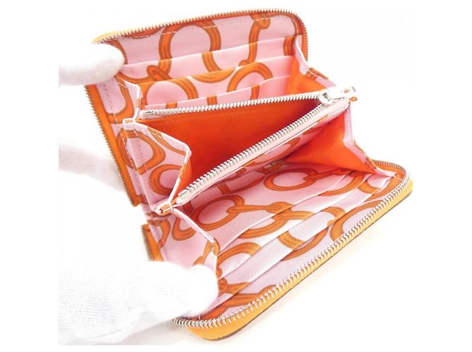 Silk In Hermès Hermes MORS & CO Cartera compacta de seda Naranja - vista 4