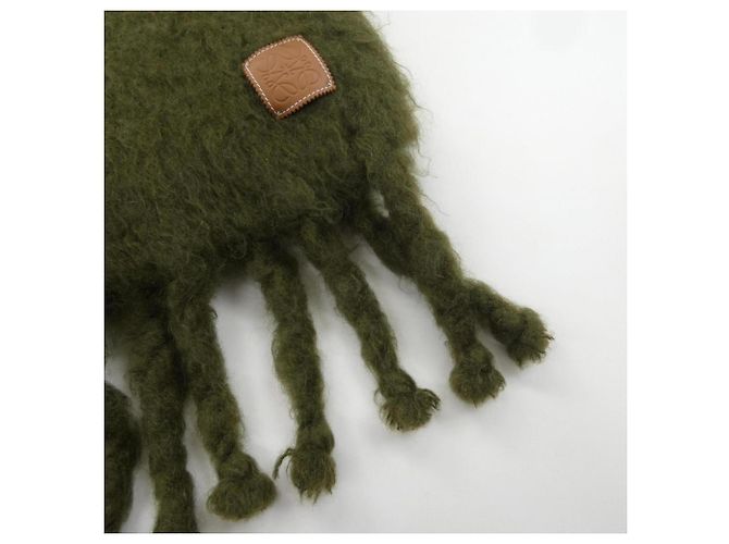 Stola in lana e mohair kaki Loewe Cachi - vista 2